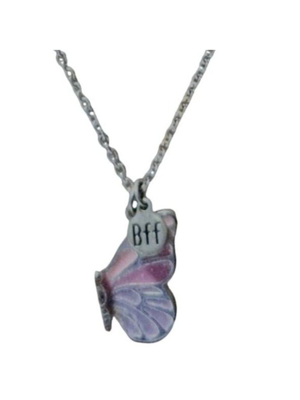 Claires BFF Butterfly Pendant Necklace Pink Purple Charm Friendship Jewelry